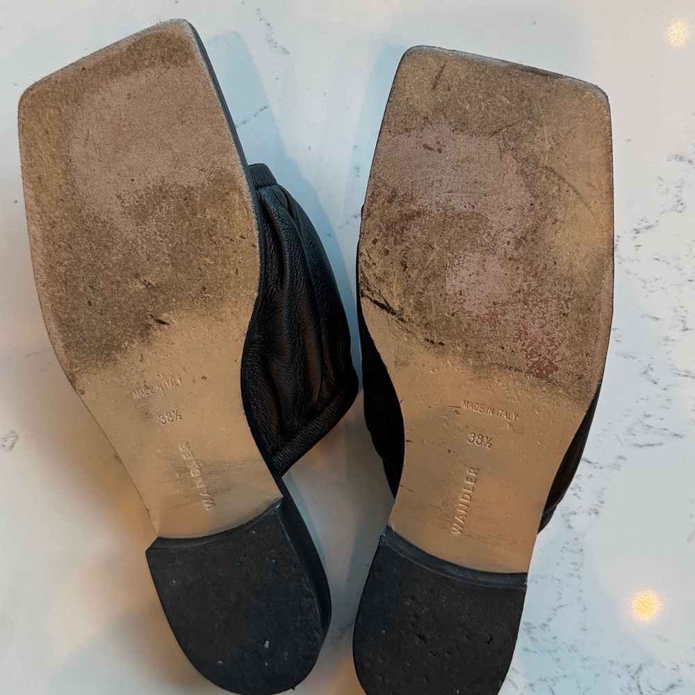 Wandler Mila Puffy Lambskin Flat Sandal Slip-On Mule Black Color Size 38 US 8.5 - Picture 12 of 15
